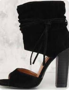 Embark-20S Black Suede Peep Toe Heeled Booties Size 9